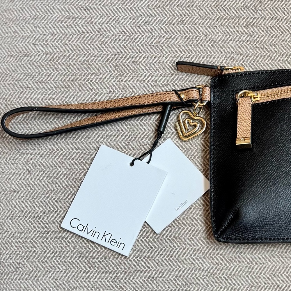 Calvin Klein Black Saffiano Leather Wristlet - NWTs - Picture 4 of 14